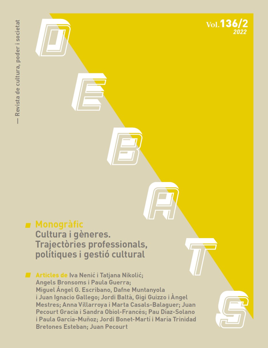 					Veure Vol. 136 No 2 (2022): Monogràfic: Cultura i gèneres. Trajectòries professionals, polítiques i gestió cultural
				